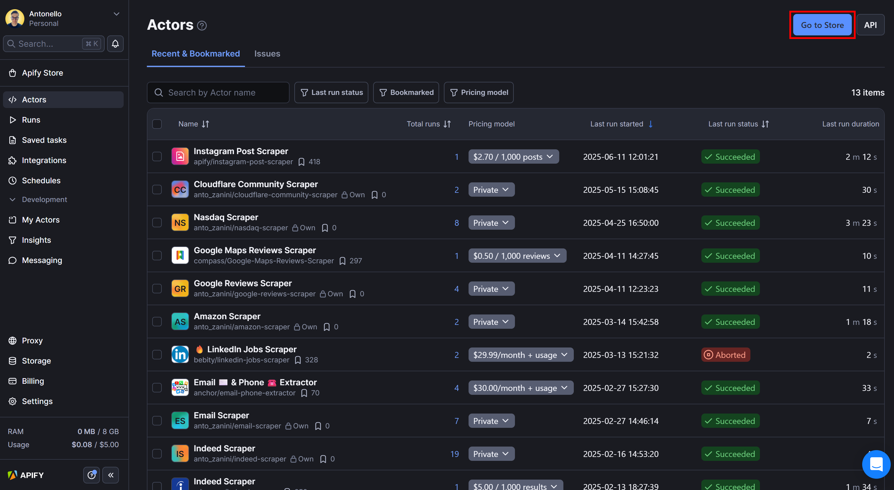 Clicking the “Go to Store” button