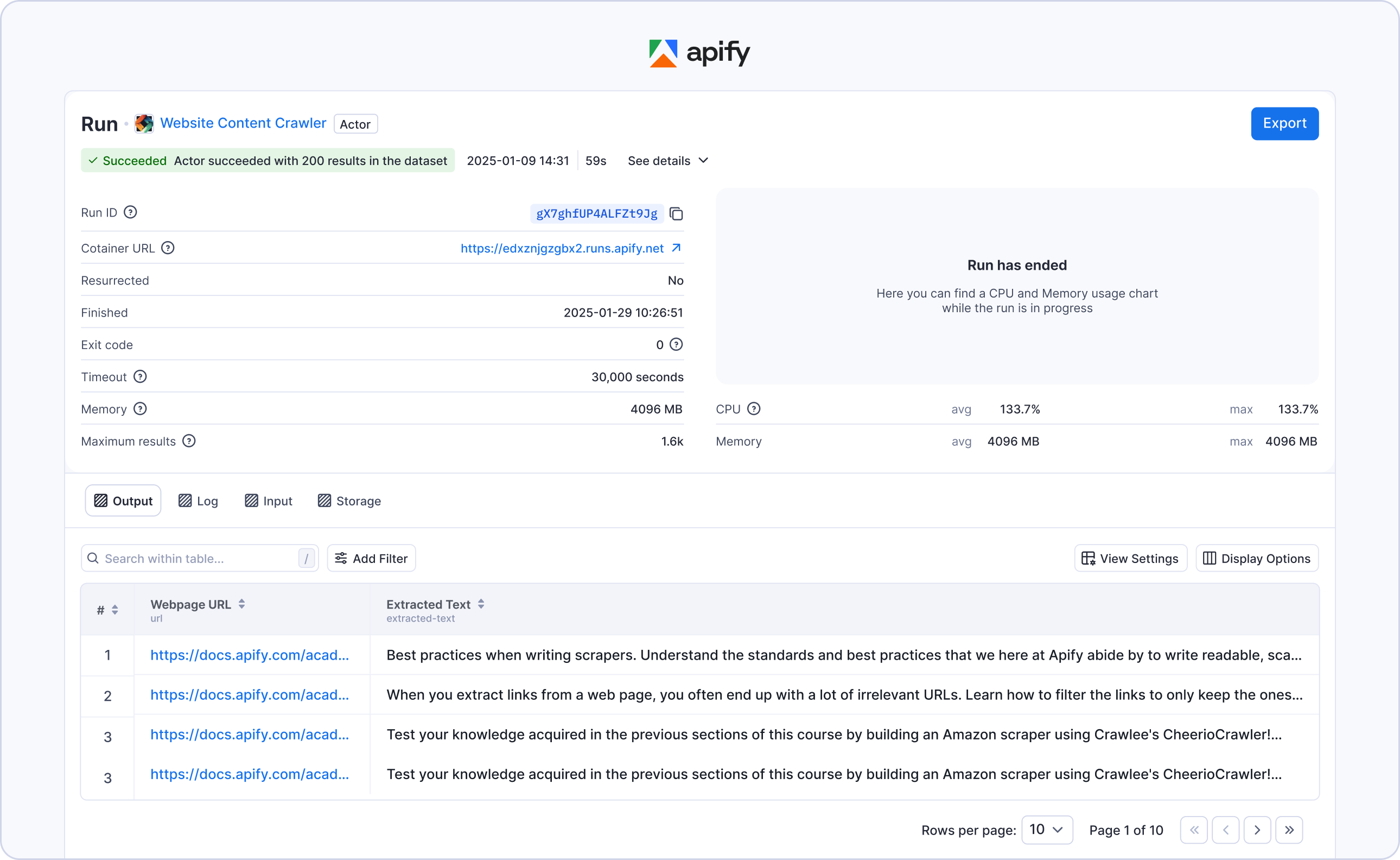 Apify visiual identiy in Console