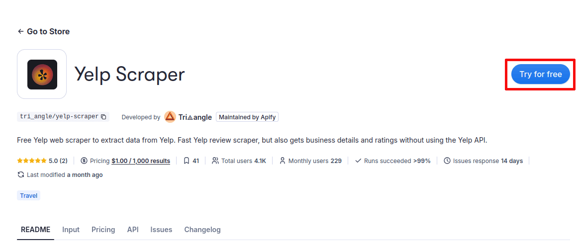 Yelp Scraper - Try for free