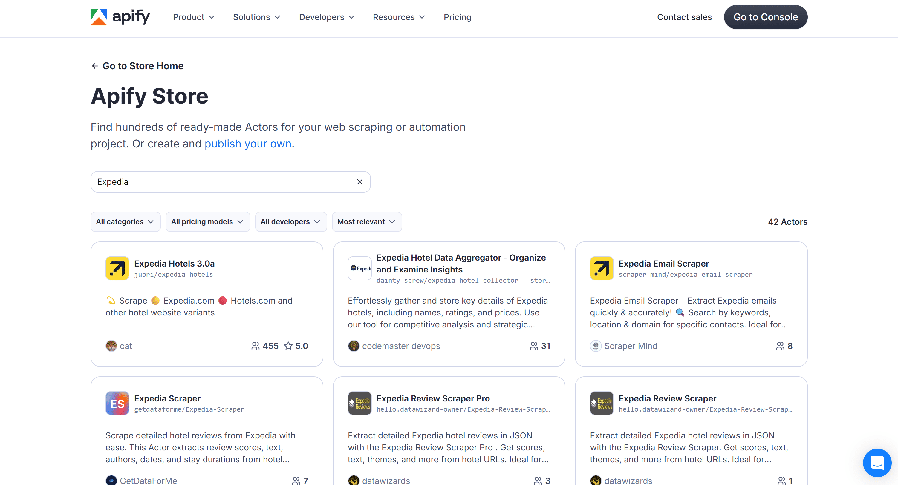 The Expedia Actors on Apify Store