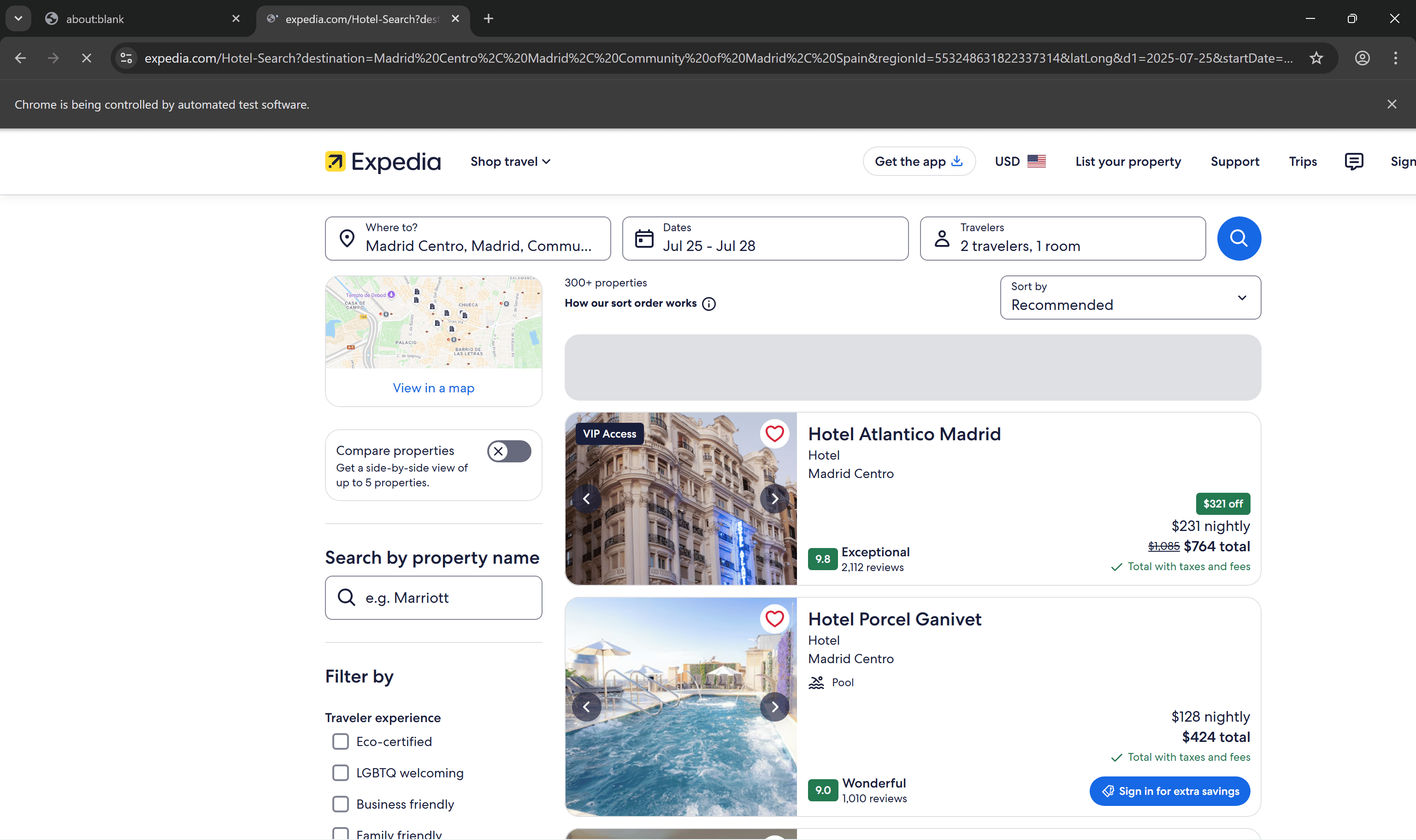 The Chromium instance controlled by Playwright
