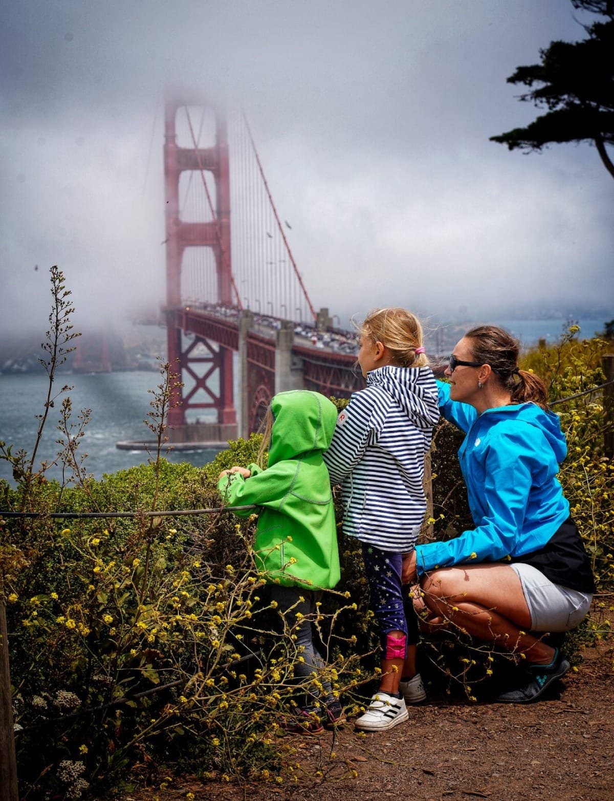 At the Golden Gate Bridge with my 2 daughters