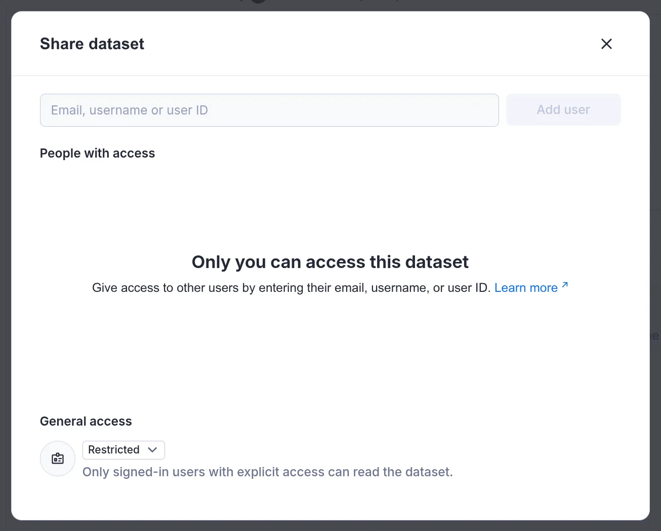 Improved share dialog that supports overriding general resource access