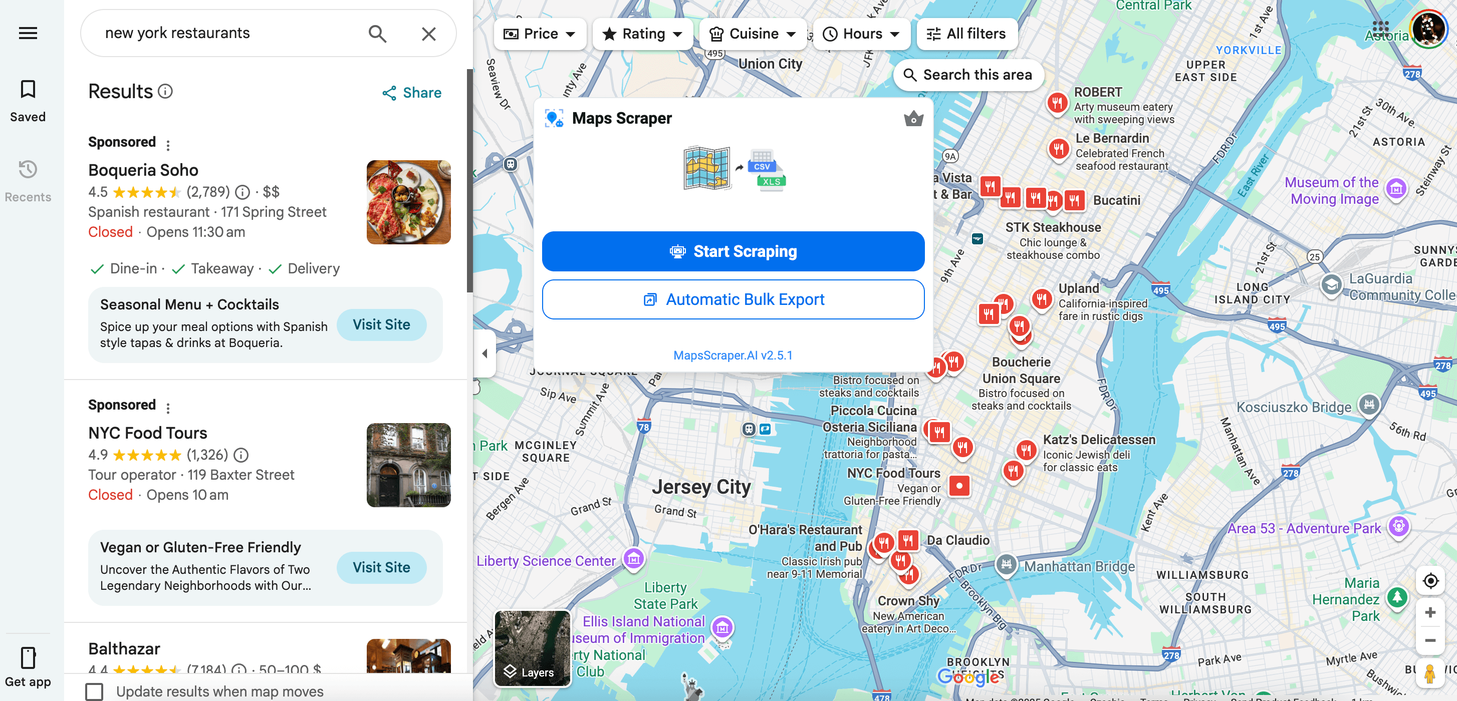 Map Lead Scraper running in Chrome