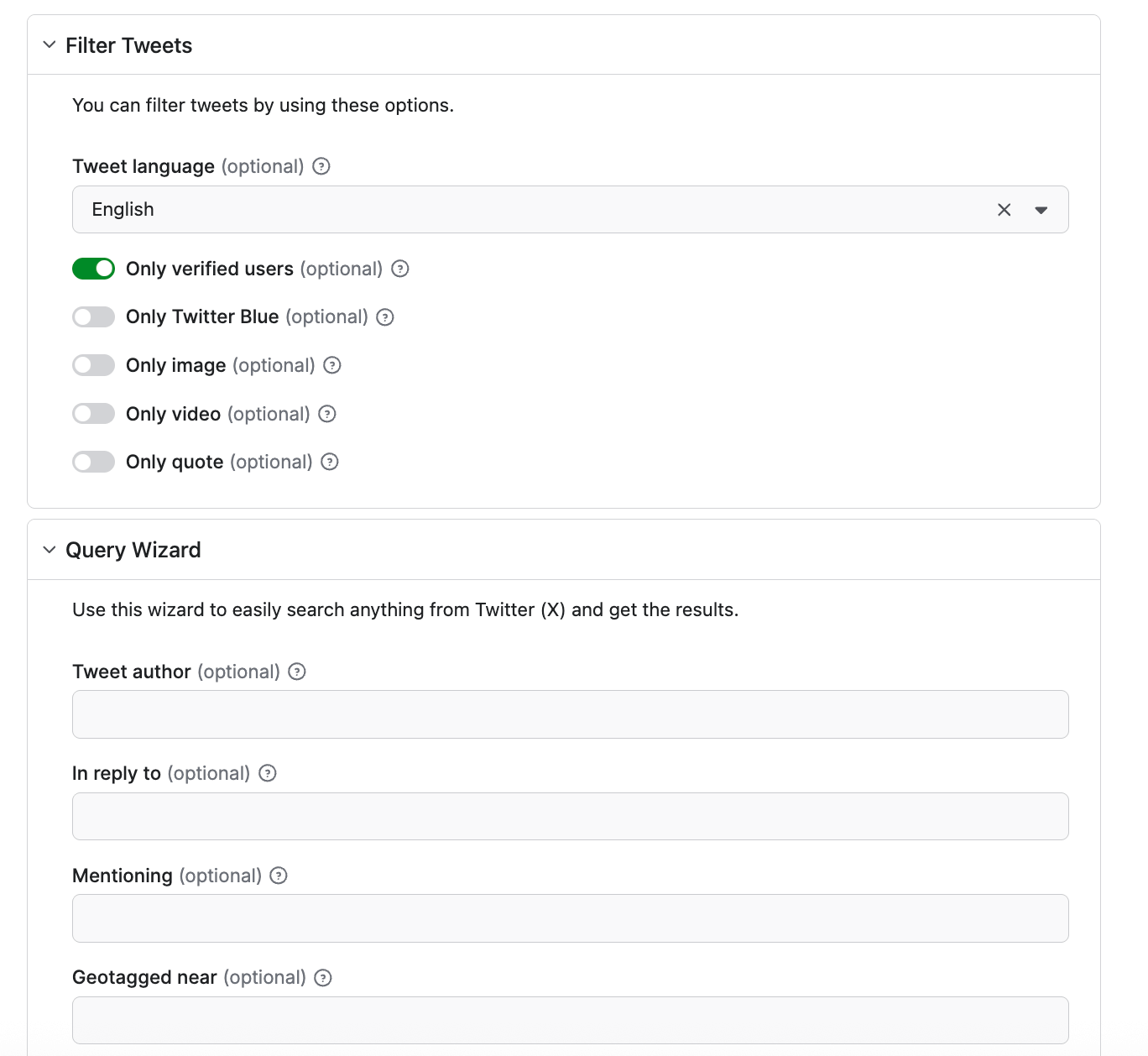 Tweet Scraper V2 - X / Twitter Scraper - filers and Query Wizard