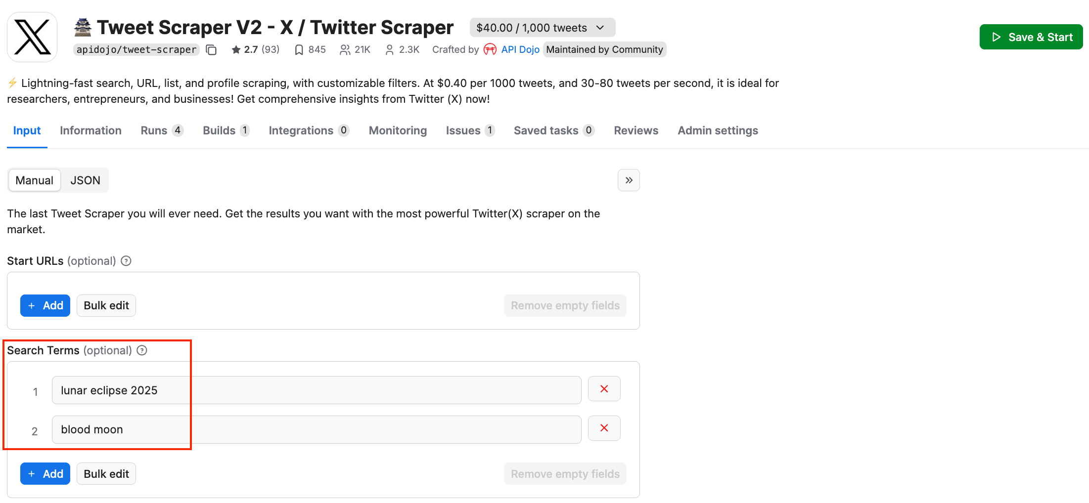 Tweet Scraper V2 - X / Twitter Scraper UI