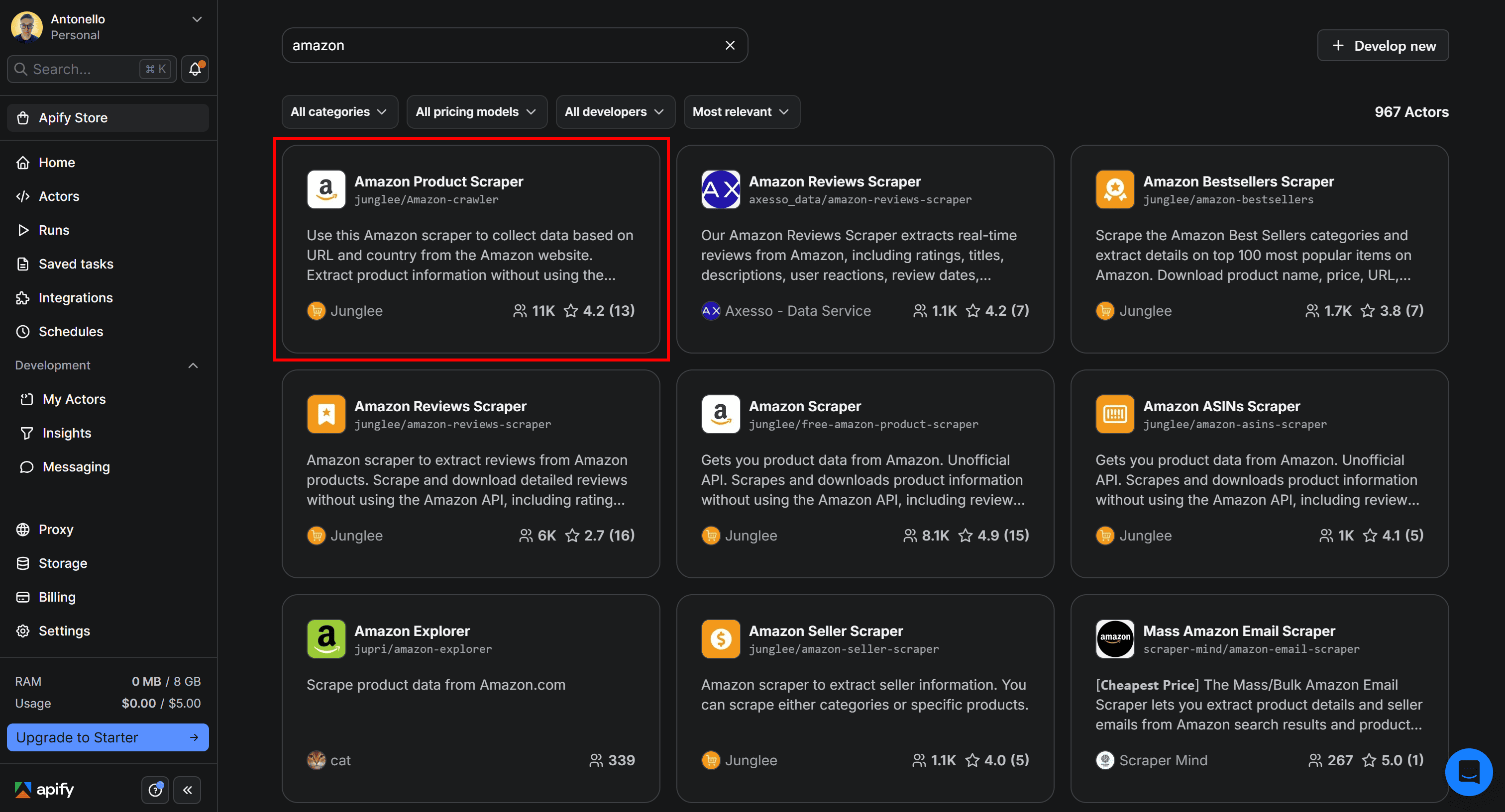 Selecting Amazon Product Scraper