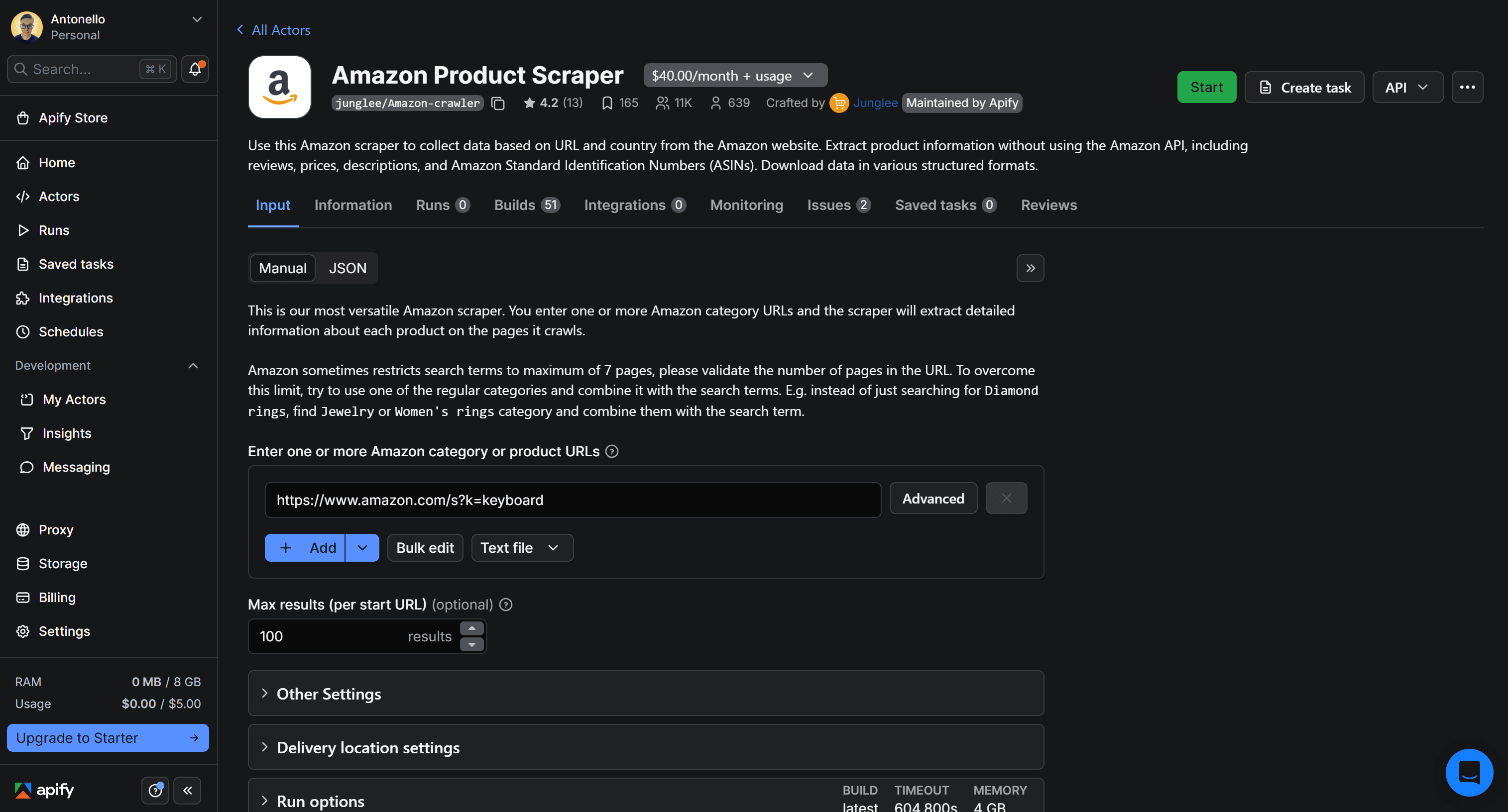 Amazon Product Scraper in Console