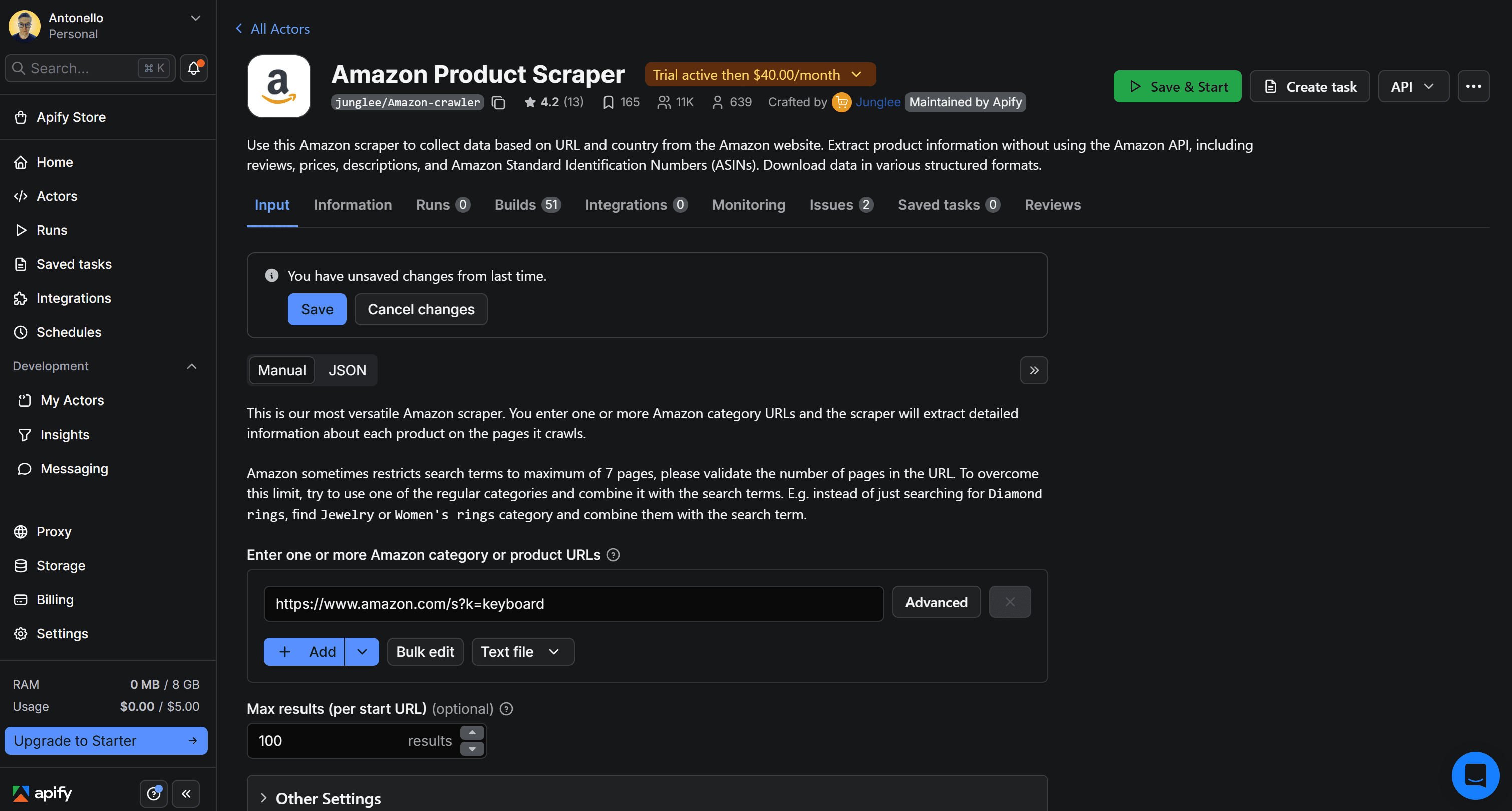 Amazon Product Scraper UI