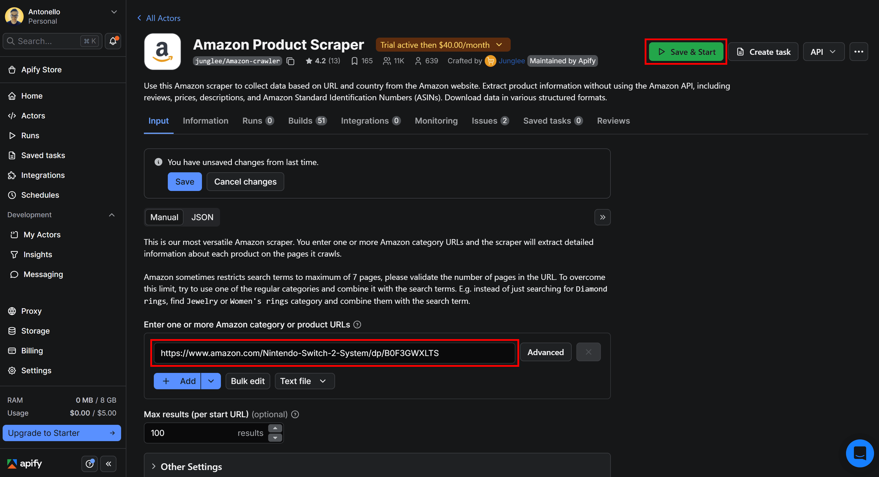 Amazon Product Scraper UI