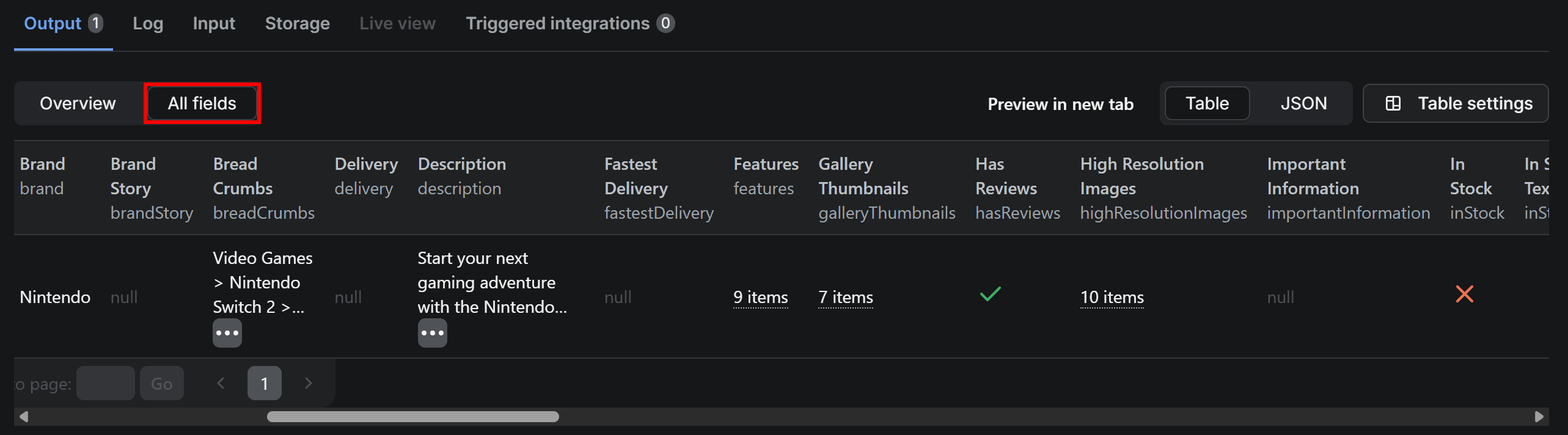 Amazon Product Scraper output overview