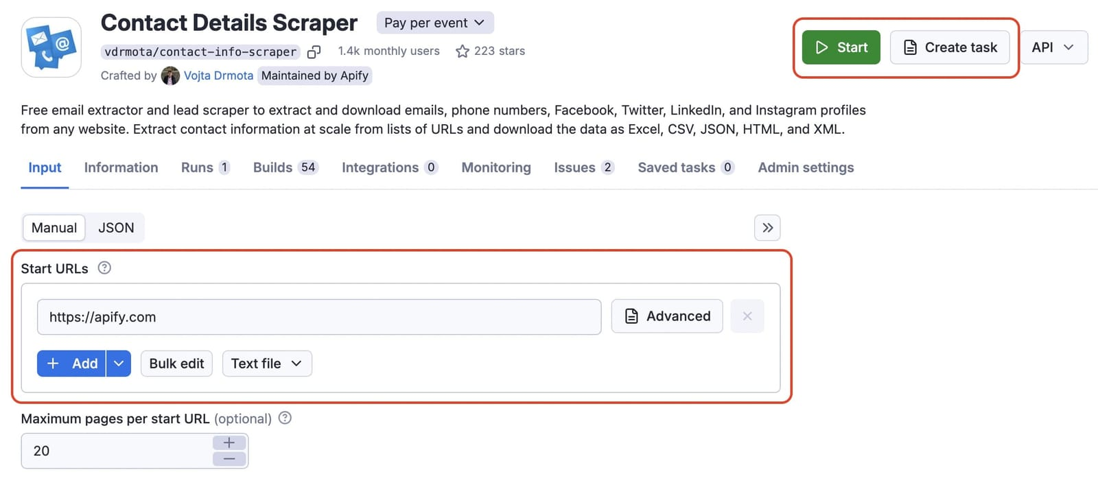 Contact Detail Scraper UI