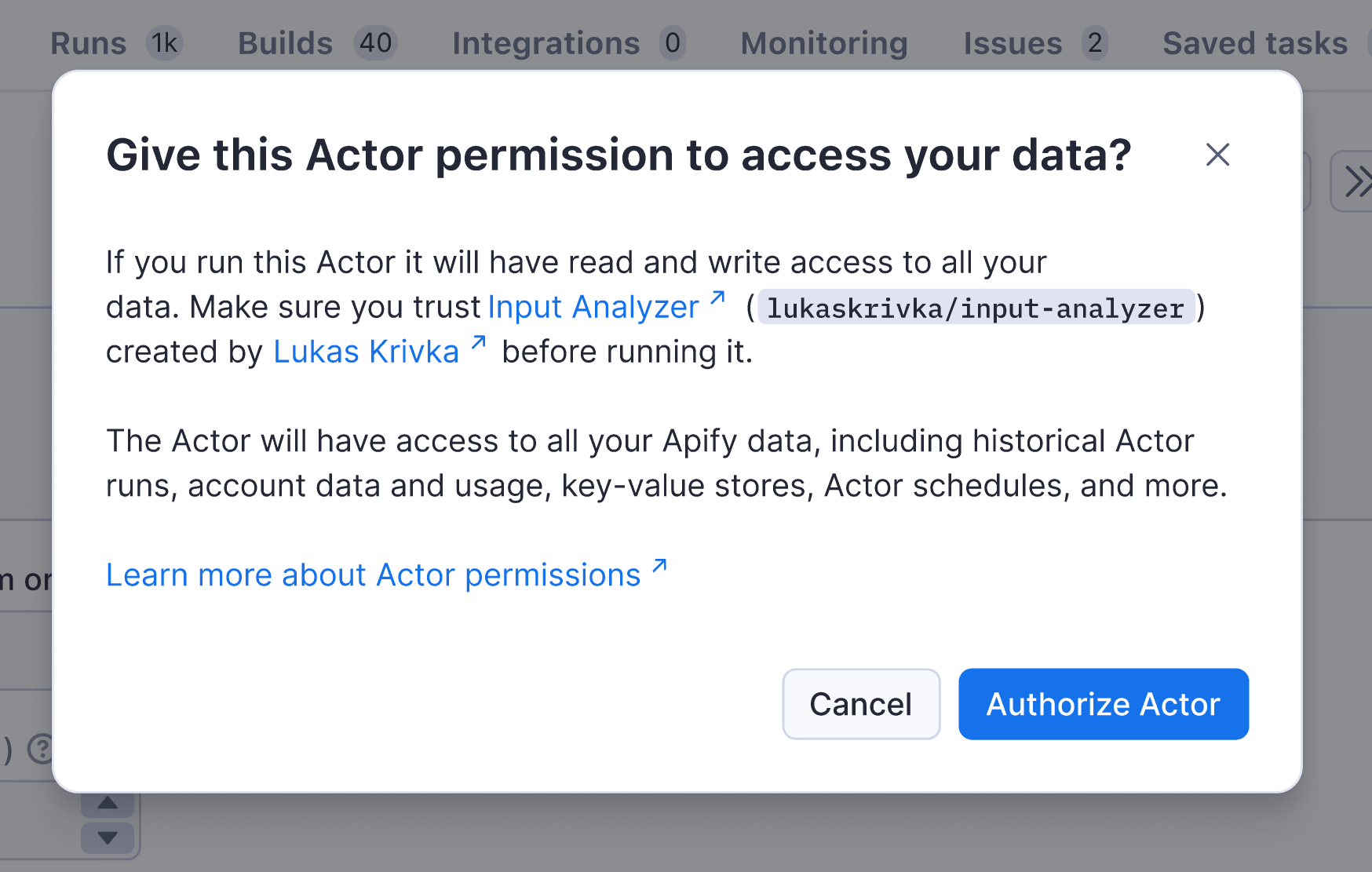Changing Actor permissions