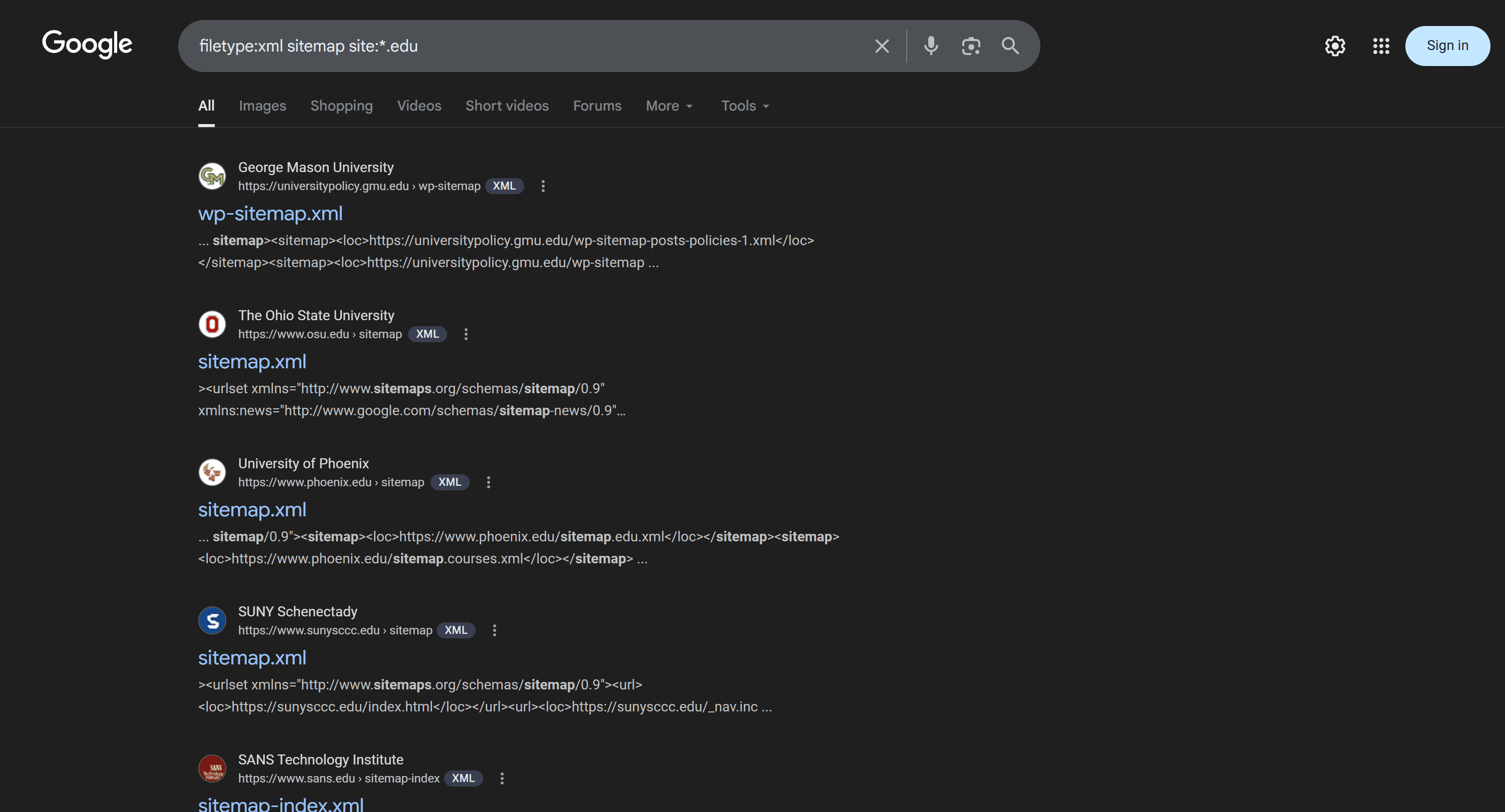 Discovering sitemaps on educational websites