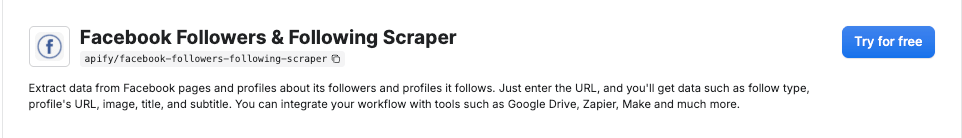 Facebook Followers & Following Scraper on Apify Store