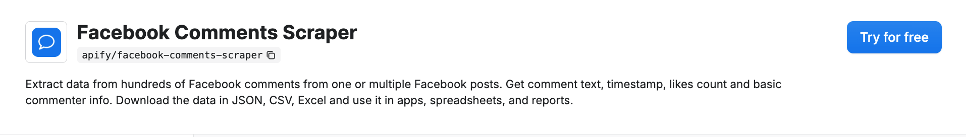 Facebook Comments Scraper on Apify Store