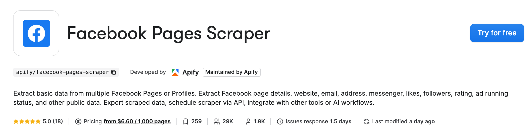 Facebook Pages Scraper