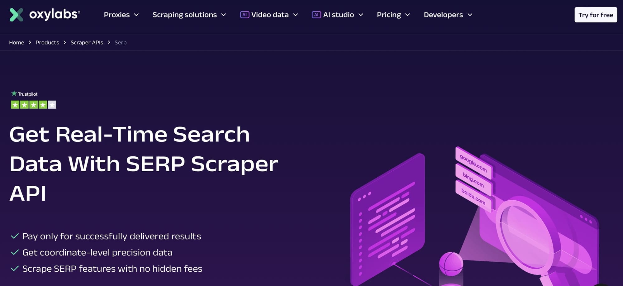 Oxylabs' SERP Scraper API