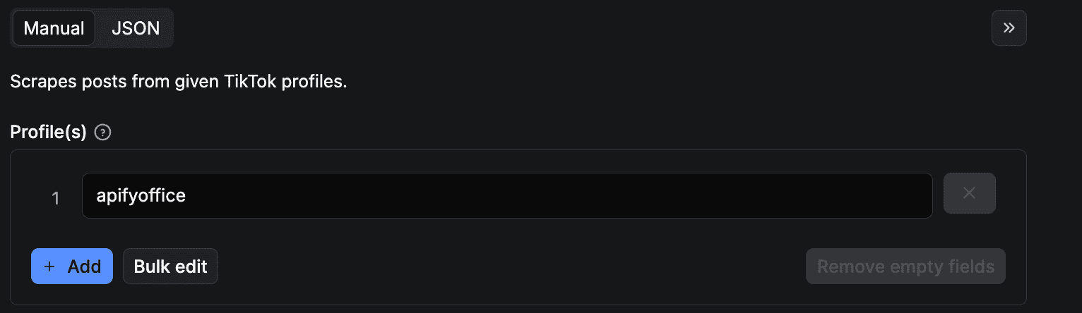 Scrape TikTok user profiles