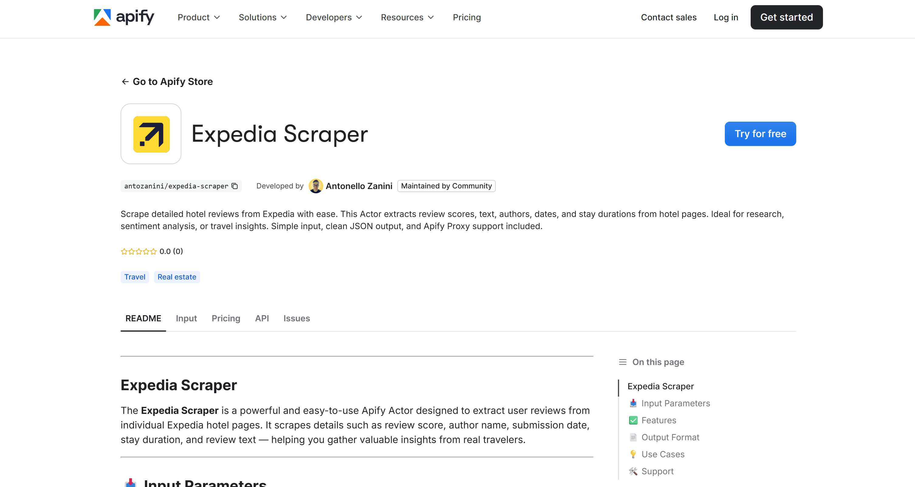 Your Actor's public page on Apify Store