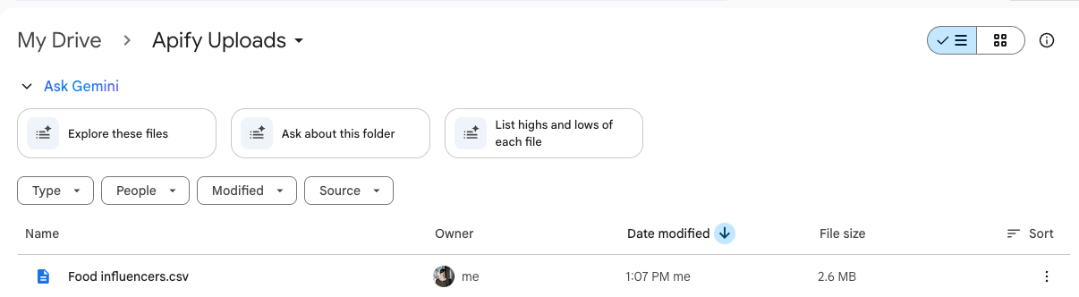 Google Drive with saved CSV file 