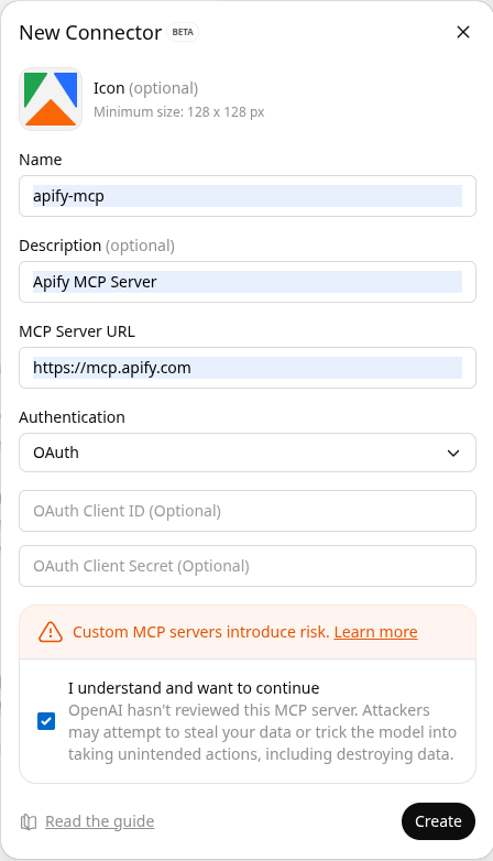Add custom MCP server connections