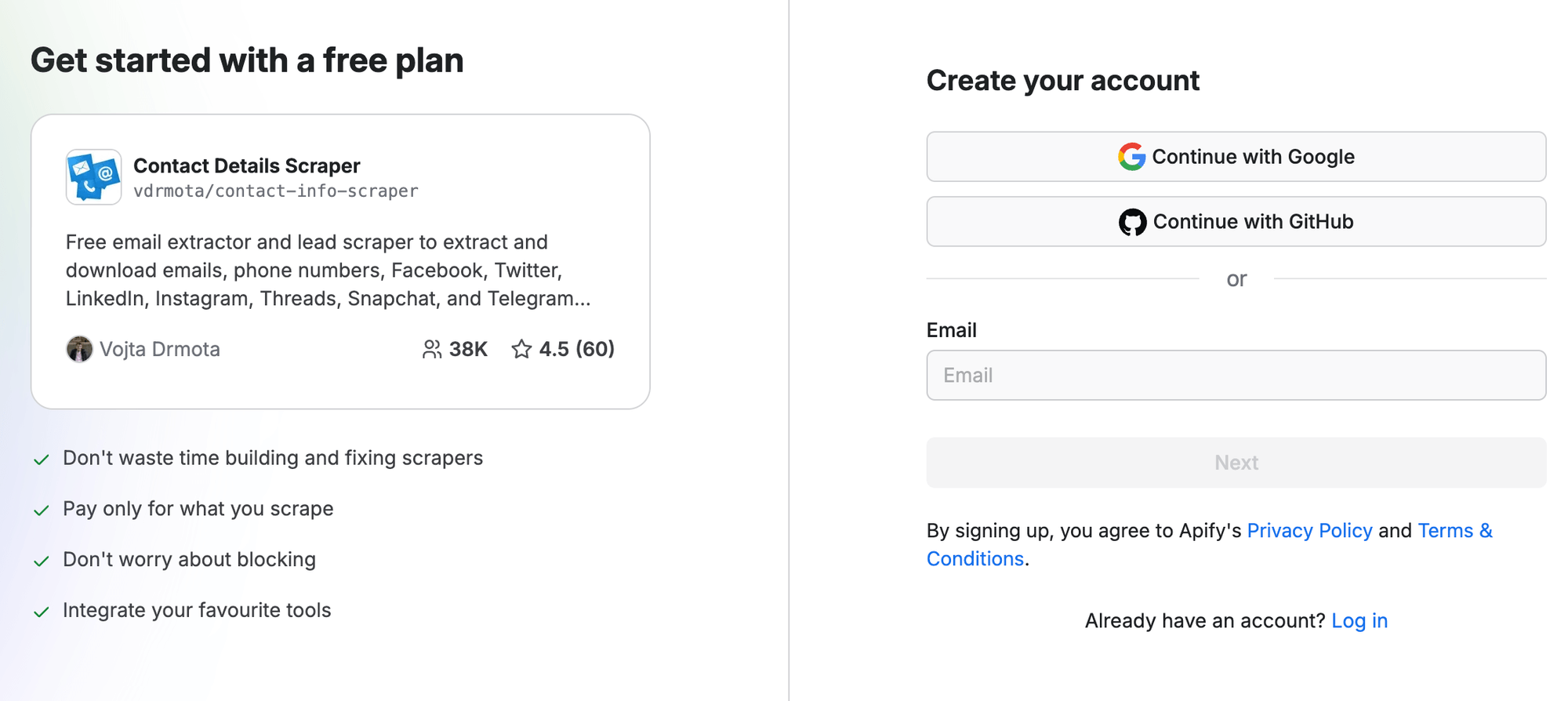 Try Contact Details Scraper for free