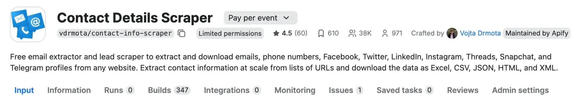 Contact Details Scraper Actor