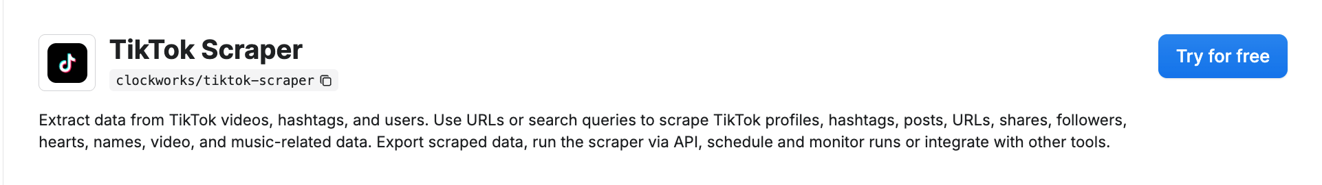 TikTok Scraper on Apify Store