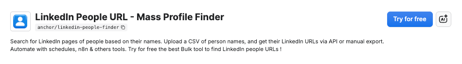 LinkedIn People URL - Mass Profile Finder&nbsp;