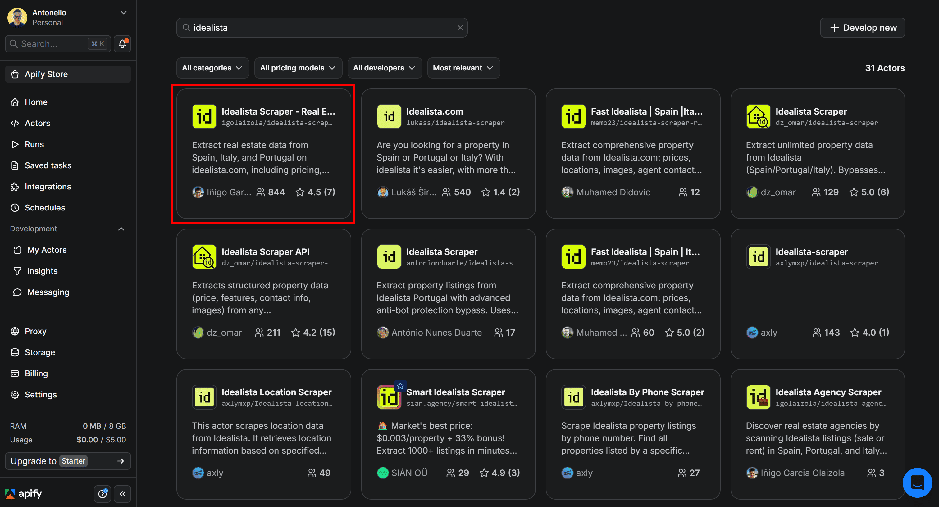 Selecting Idealista Scraper - Real Estate Data for Spain, Italy, Portugal