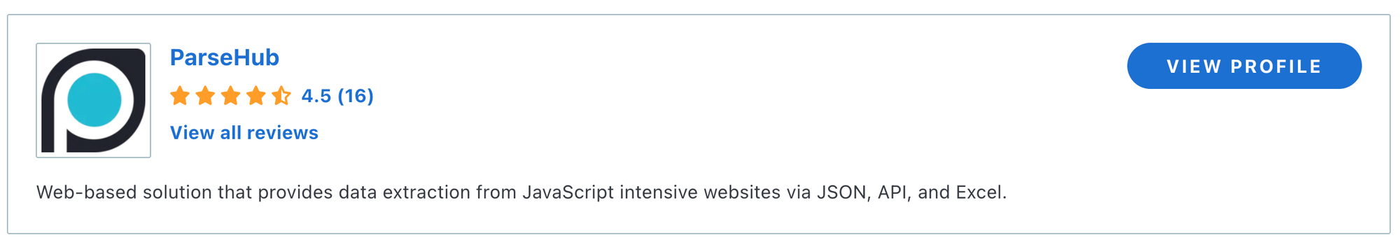 ParseHub’s rating on Capterra 