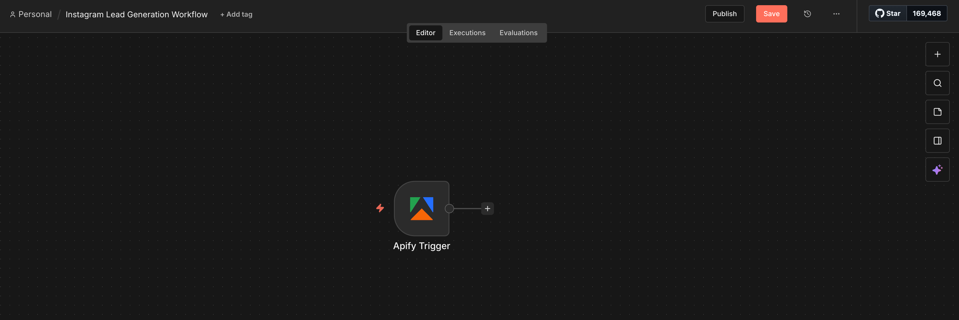 Apify trigger set up on n8n workflow