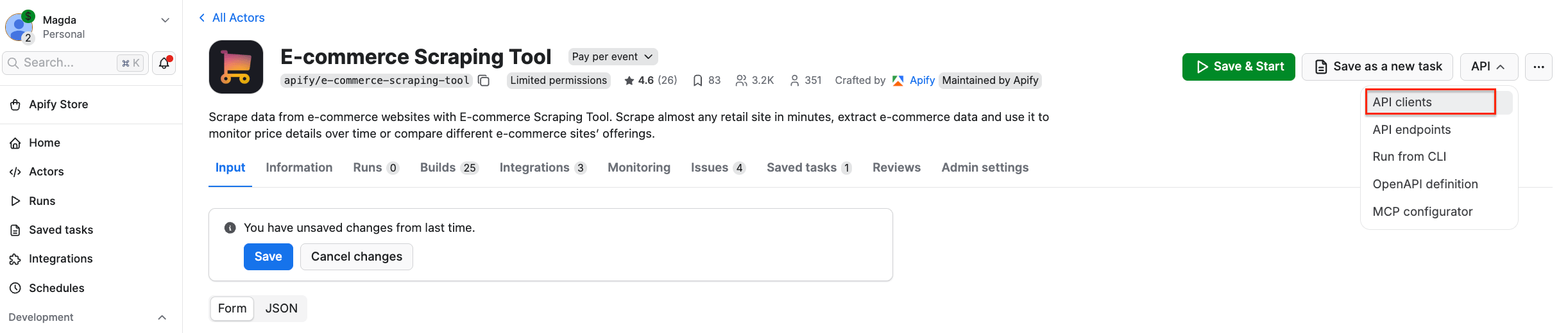 Selecting API clients
