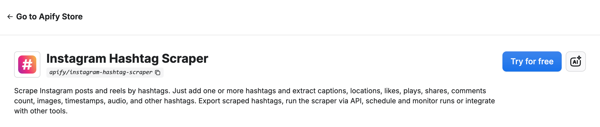 Instagram Hashtag Scraper on Apify Store