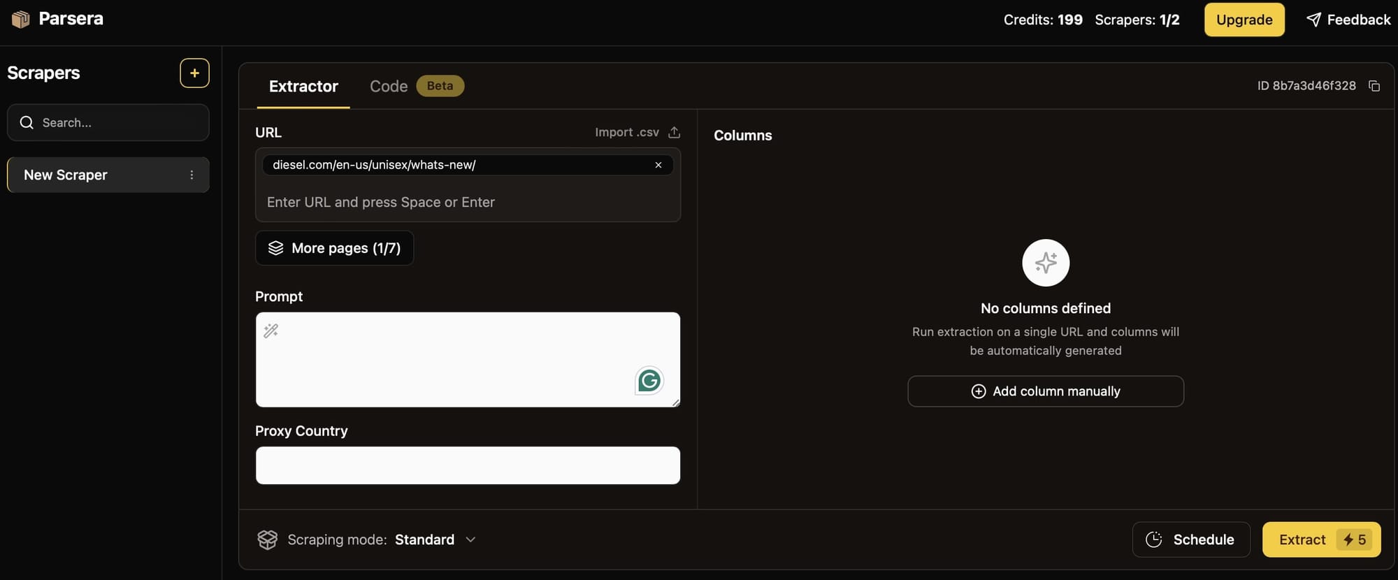 Parsera Extractor - Insert URL