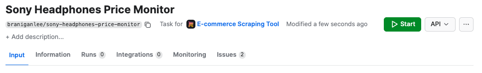 Click start to begin the run.