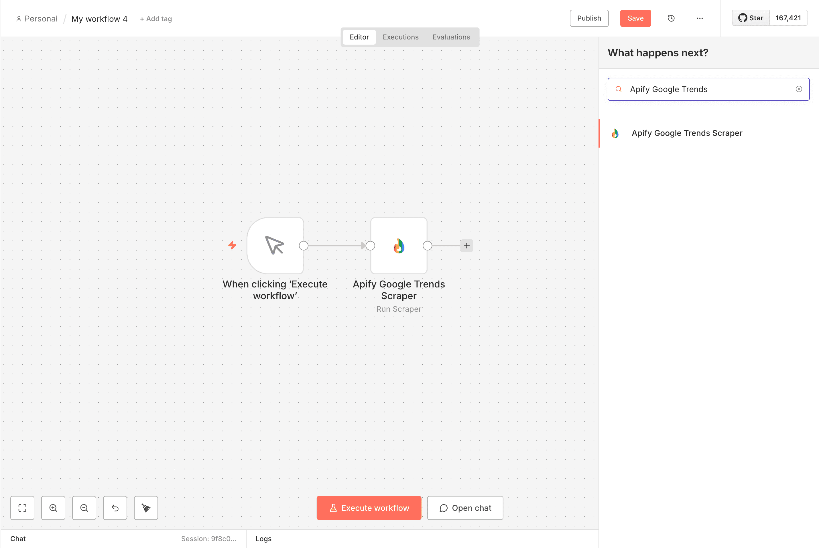 n8n interface showing the custom node in action