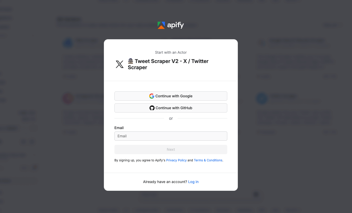 Creating a free account screen with third-party sign-ins