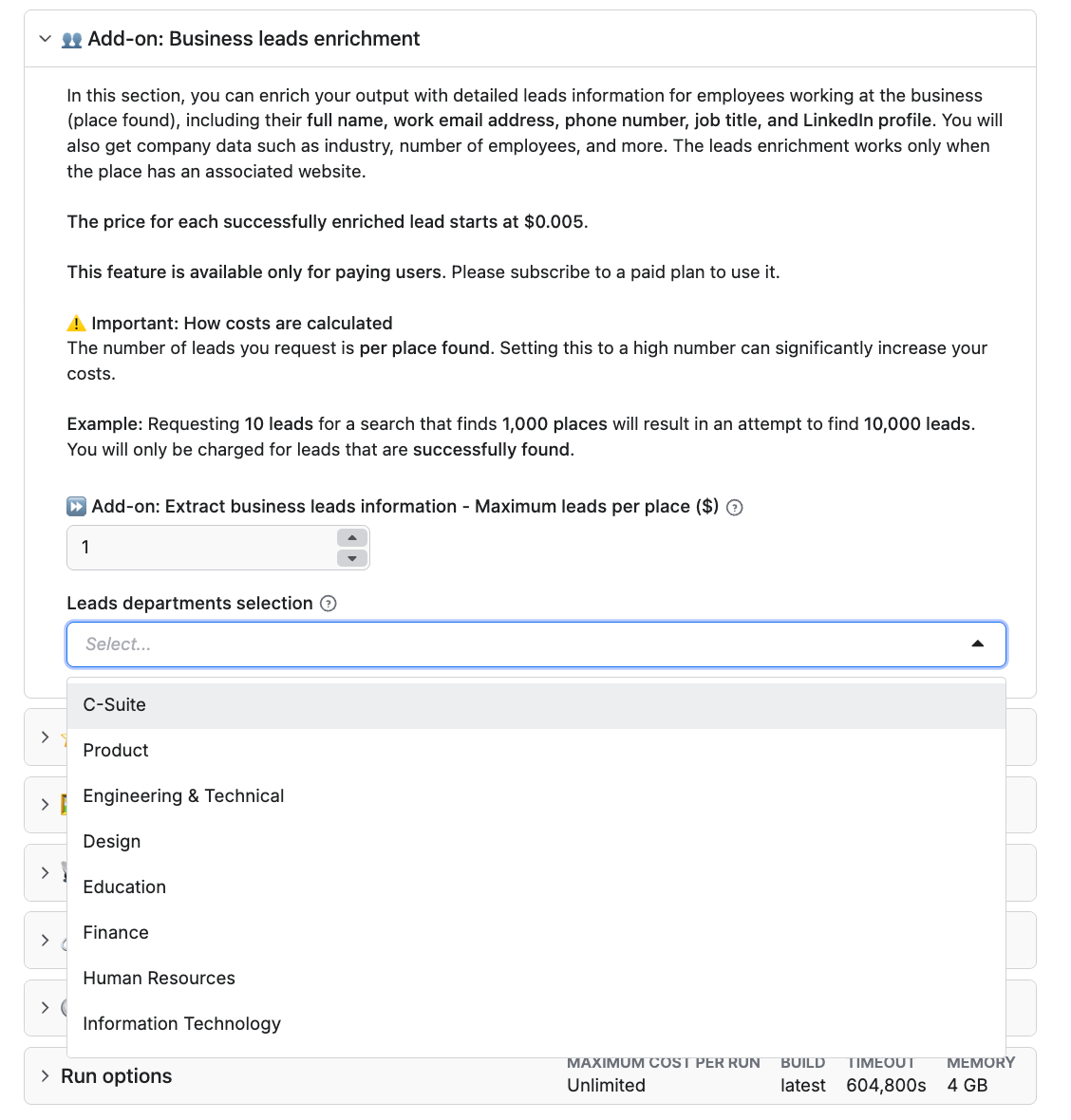 Business leads enrichment add-on