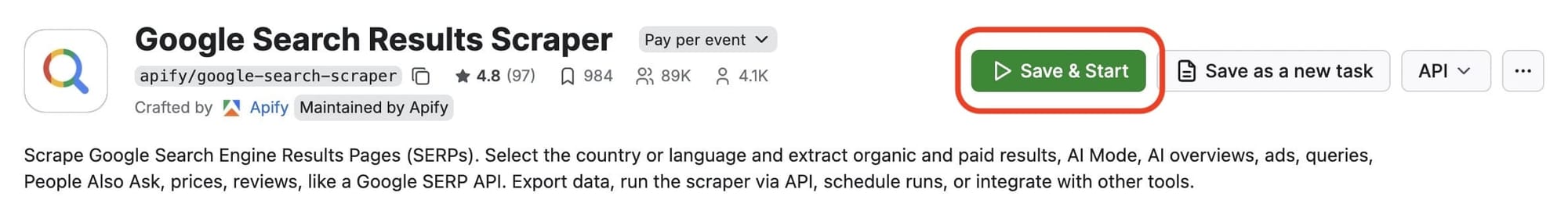 Save your configuration and start the run