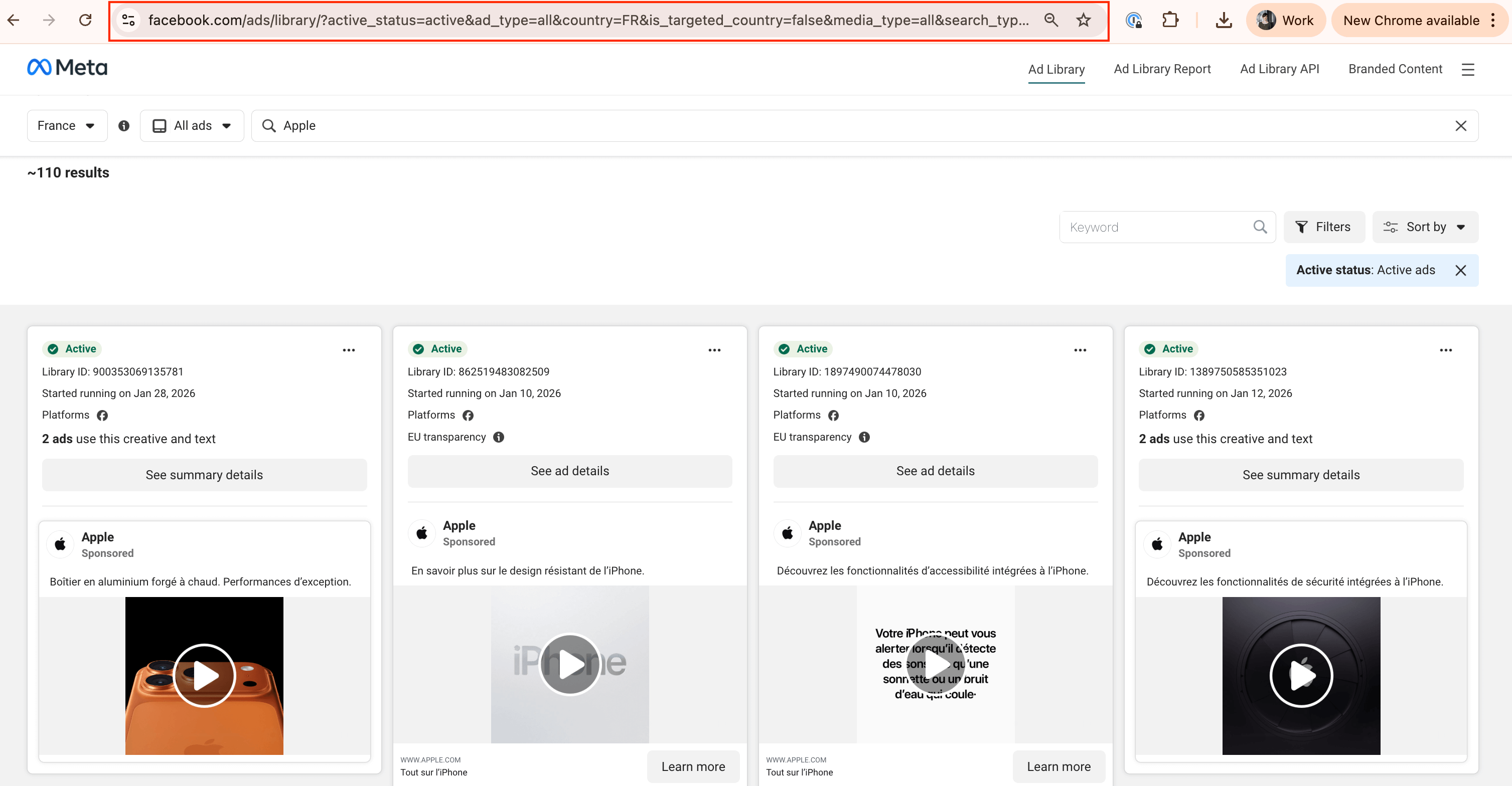 Meta Ads Library URL 