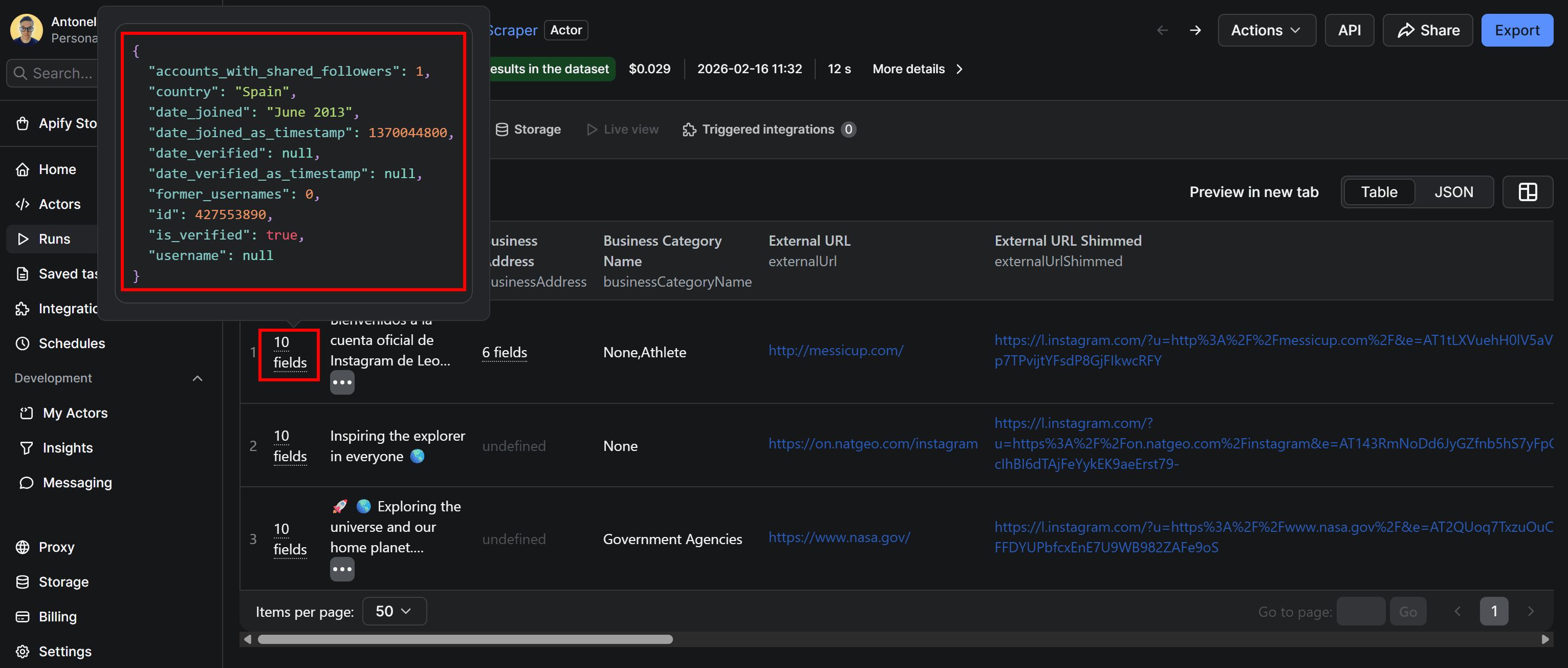 Note the location info in the “About” section