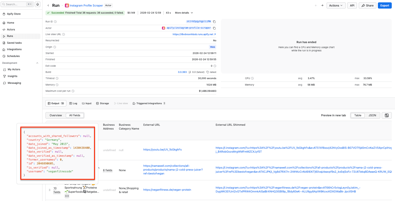 Scrapers results with credibility signals 