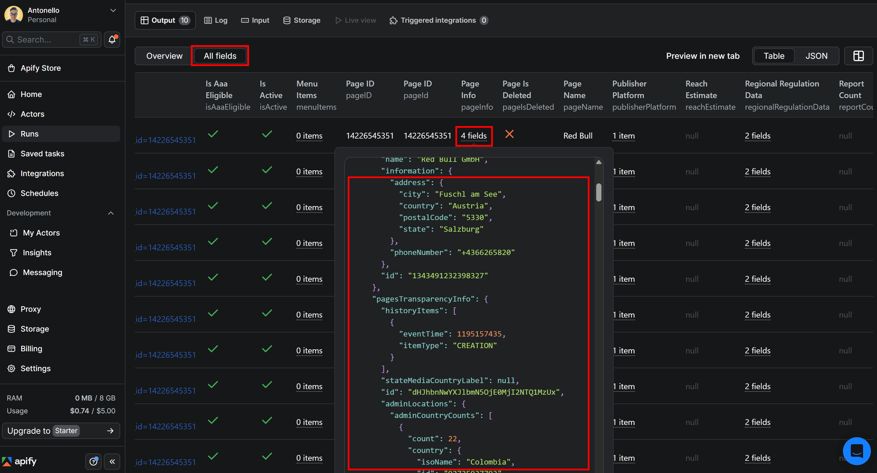 See the location information in the “Page Info” field