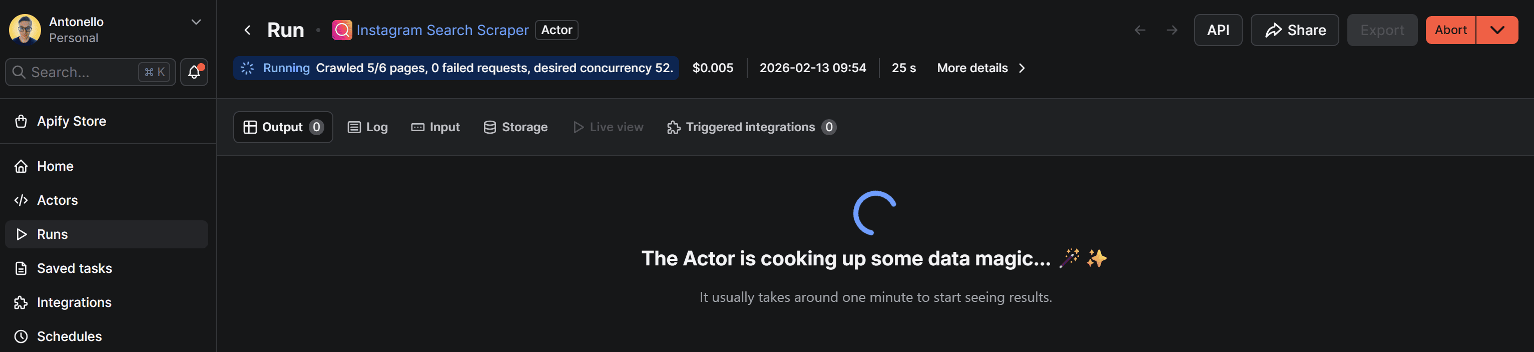 The Actor is running in the cloud