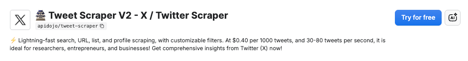 Tweet Scraper V2 - X / Twitter Scraper on Apify Store