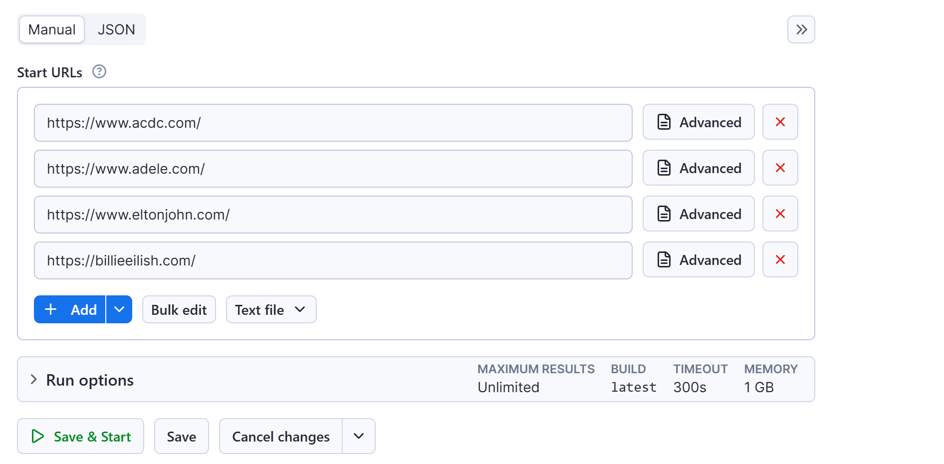 Type in your lead's website URLs