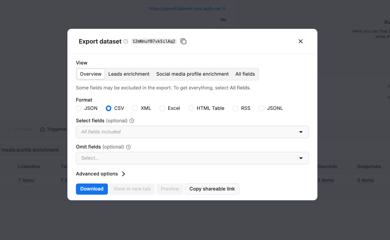 Export scraped lead data in multiple formats