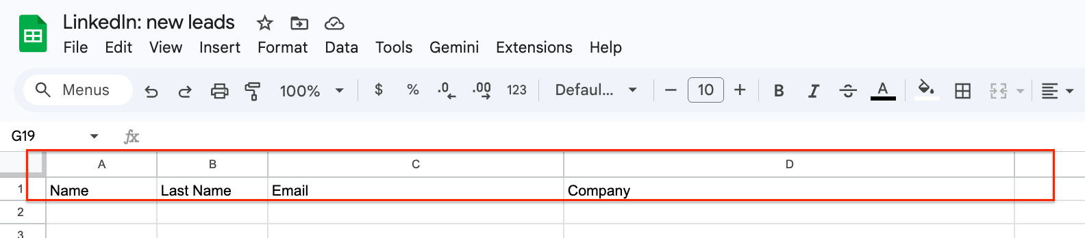 Google Sheets with custom columns